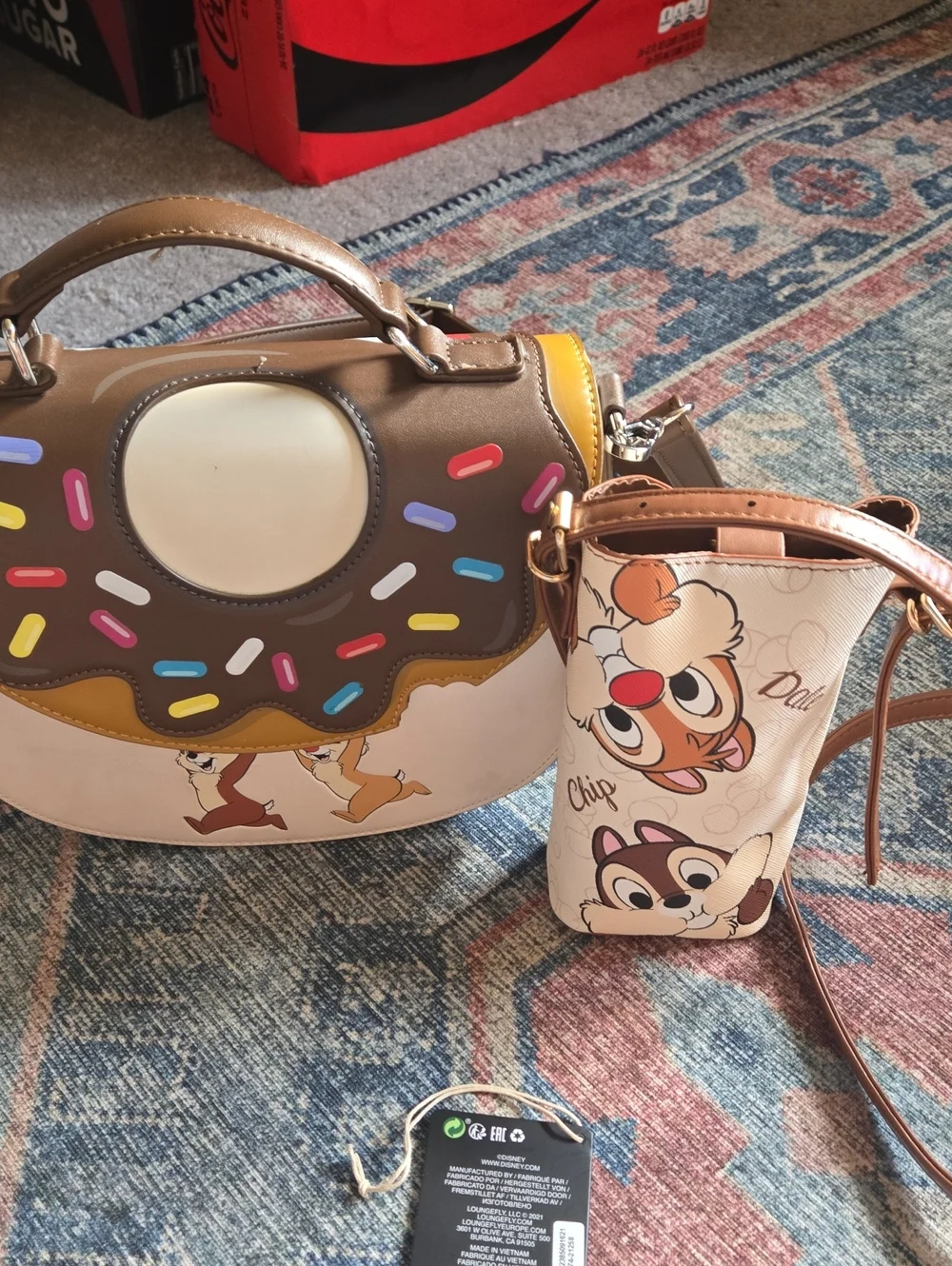Disney Loungefly  Chip 'n' Dale Donut Purse - Brown, Cream & Yellow Set